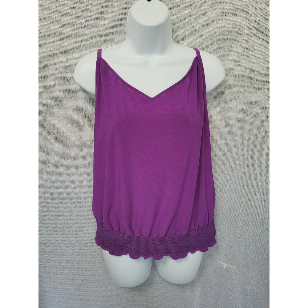 Magicsuit Swim Top Womens 14 Tankini Purple Smocked Blouson Adjustable Straps